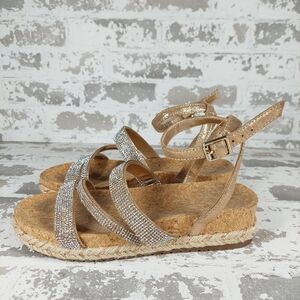 Kelly & Katie Women's Tan Ankle Strap Bling Rhinestones Sandals V304